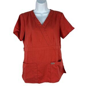 Greys Anatomy By Barco Womens Scrub Top Size M Red Polyester/Rayon